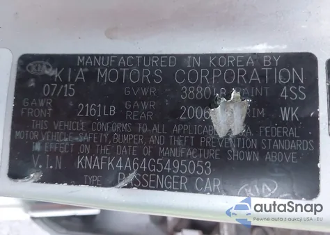 2016 Kia Forte Lx z USA, uszkodzony, nr VIN KNAFK4A64G5495053